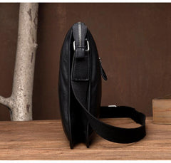 Fashion Black Mens Leather 11 inches Mens Messenger Bags Courier Bag for Men - iwalletsmen