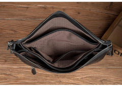 Fashion Black Mens Leather 11 inches Mens Messenger Bags Courier Bag for Men - iwalletsmen