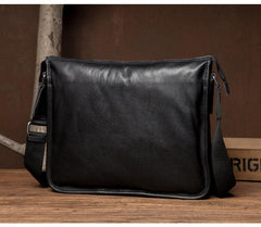 Fashion Black Mens Leather 11 inches Mens Messenger Bags Courier Bag for Men - iwalletsmen