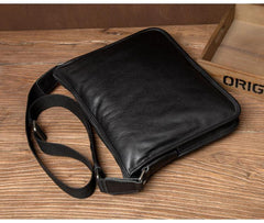Fashion Black Mens Leather 11 inches Mens Messenger Bags Courier Bag for Men - iwalletsmen