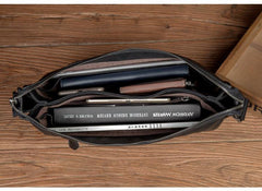 Fashion Black Mens Leather 11 inches Mens Messenger Bags Courier Bag for Men - iwalletsmen