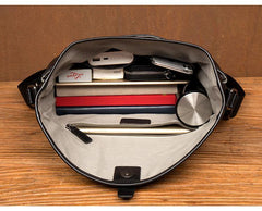 Fashion Black Leather 12 inches Mens Small Courier Bag Messenger Bags Postman Bag for Men - iwalletsmen