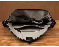 Fashion Black Leather 12 inches Mens Small Courier Bag Messenger Bags Postman Bag for Men - iwalletsmen