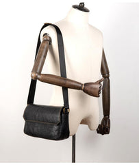 Fashion Black Leather 8 inches Mens Small Postman Bag Black Messenger Bags Courier Bags for Men - iwalletsmen