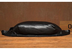 Cool Black Leather Fanny Pack Mens Waist Bag Hip Pack Black Belt Bags Bumbag for Men - iwalletsmen