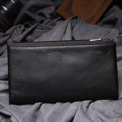 Black Leather Long Wallet for Men Bifold Long Wallet - iwalletsmen