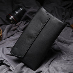Black Leather Long Wallet for Men Bifold Long Wallet - iwalletsmen