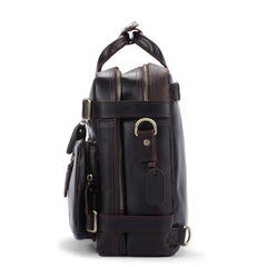 Black Coffee Leather Men's 15 inches Large Briefcase Computer Backpack Black Large Travel Backpack Black Large College Backpack For Men - iwalletsmen