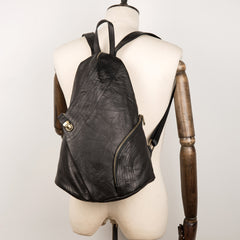 Cool Black Leather Mens Sling Bags Crossbody Pack Black Backpack Sling Pack Chest Bags for men - iwalletsmen