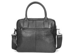 Black Leather Mens 12 inches Briefcase Work Bag Black Laptop Handbag Business Briefcase Shoulder Handbag for Men - iwalletsmen