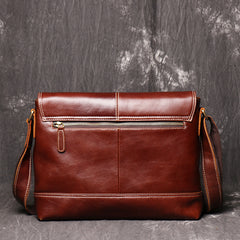 Brown Leather Mens 12 inches Large Laptop Side Bag Courier Bag Messenger Bag Postman Bag For Men - iwalletsmen