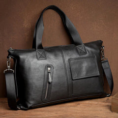 Black Leather Mens 15 inches Briefcase Laptop Bags Business Handbag Work Bag for Men - iwalletsmen