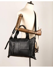 Black Leather Mens 15 inches Briefcase Laptop Bags Business Handbag Work Bag for Men - iwalletsmen