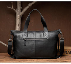 Black Leather Mens 15 inches Briefcase Laptop Bags Business Handbag Work Bag for Men - iwalletsmen