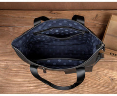Black Leather Mens 15 inches Briefcase Laptop Bags Business Handbag Work Bag for Men - iwalletsmen