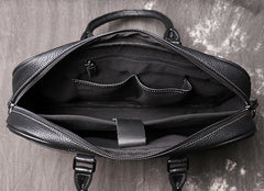 Black Leather Mens 15 inches Large Laptop Work Bag Handbag Briefcase Shoulder Bags Business Bags For Men - iwalletsmen