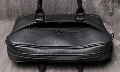 Black Leather Mens 15 inches Large Laptop Work Bag Handbag Briefcase Shoulder Bags Business Bags For Men - iwalletsmen