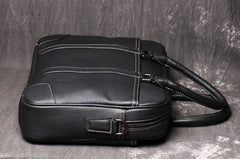 Black Leather Mens 15 inches Large Laptop Work Bag Handbag Briefcase Shoulder Bags Business Bags For Men - iwalletsmen