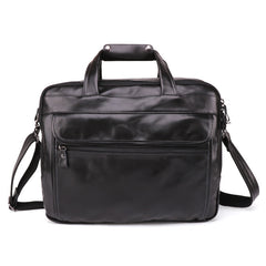 Black Leather Mens 15 inches Large Laptop Work Bag Handbag Briefcase Shoulder Bags Business Bags For Men - iwalletsmen