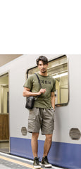Black Leather Mens Small Belt Pouch Phone Shoulder Bag Belt Bag Side Bag for men - iwalletsmen