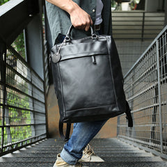 Black Leather Mens Backpack Travel Backpack Laptop Backpack for men - iwalletsmen