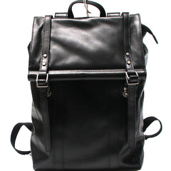 Black Leather Mens Backpack Travel Backpacks Laptop Backpack for men - iwalletsmen