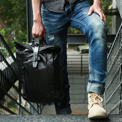 Black Leather Mens Backpacks Travel Backpacks Laptop Backpack for men - iwalletsmen