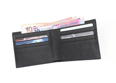 Black Leather Mens Bifold Small Wallet Front Pocket Wallet Slim Small Wallet for Men - iwalletsmen
