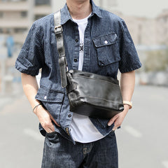 Black Leather Mens Casual 10