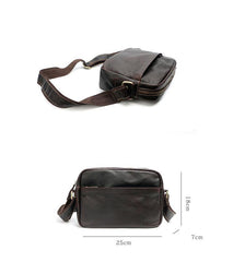 Black Leather Mens Casual Small Courier Bags Messenger Bags Gray Postman Bag For Men - iwalletsmen