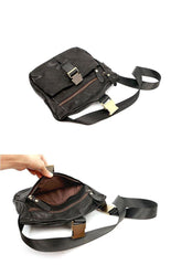 Black Leather Mens Casual Small Courier Bag Messenger Bags Brown Postman Bag For Men - iwalletsmen