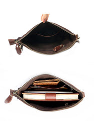 Brown Leather Mens Casual Small Courier Bags Messenger Bag Black Postman Bag For Men - iwalletsmen