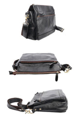 Casual Black Leather Mens Courier Bags Messenger Bags Brown Postman Bags For Men - iwalletsmen