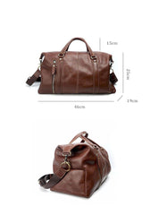 Black Leather Mens Casual Large Travel Bag Shoulder Weekender Bag Duffle Bag For Men - iwalletsmen