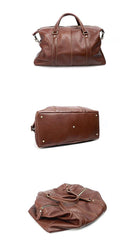 Black Leather Mens Casual Large Travel Bag Shoulder Weekender Bag Duffle Bag For Men - iwalletsmen