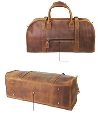Black Leather Mens Casual Large Travel Bags Shoulder Weekender Bags Brown Duffle Bag For Men - iwalletsmen