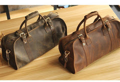 Black Leather Mens Casual Large Travel Bags Shoulder Weekender Bags Brown Duffle Bag For Men - iwalletsmen