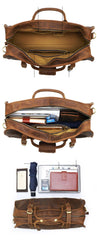 Black Leather Mens Casual Large Travel Bags Shoulder Weekender Bags Brown Duffle Bag For Men - iwalletsmen