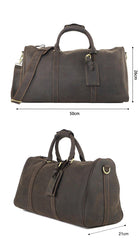 Black Leather Mens Casual Large Travel Bags Shoulder Weekender Bags Brown Duffle Bag For Men - iwalletsmen