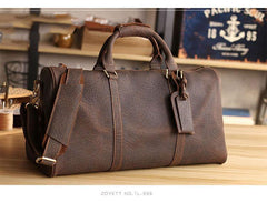 Black Leather Mens Casual Large Travel Bags Shoulder Weekender Bags Brown Duffle Bag For Men - iwalletsmen