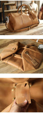 Black Leather Mens Casual Large Travel Bags Shoulder Weekender Bags Brown Duffle Bag For Men - iwalletsmen