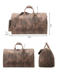 Vintage Brown Leather Mens Casual Large Travel Bags Shoulder Weekender Bags Duffle Bag For Men - iwalletsmen
