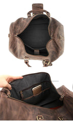 Vintage Brown Leather Mens Casual Large Travel Bags Shoulder Weekender Bags Duffle Bag For Men - iwalletsmen