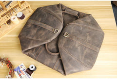Vintage Brown Leather Mens Casual Large Travel Bags Shoulder Weekender Bags Duffle Bag For Men - iwalletsmen