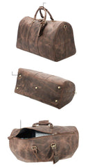 Vintage Brown Leather Mens Casual Large Travel Bags Shoulder Weekender Bags Duffle Bag For Men - iwalletsmen