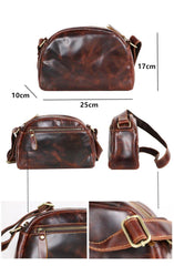 Black Leather Mens Casual Small Saddle Courier Bags Messenger Bag Coffee Brown Postman Bags For Men - iwalletsmen