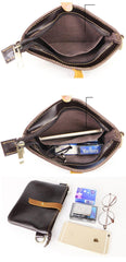 Black Leather Mens Casual Small Courier Bags Messenger Bags Belt Bag Postman Bag For Men - iwalletsmen