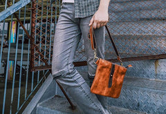 Black Leather Mens Casual Small Courier Bags Messenger Bags Belt Bag Postman Bag For Men - iwalletsmen