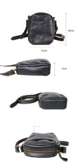 Black Leather Mens Casual Mini Phone Bags Messenger Bags Amber Postman Bag For Men - iwalletsmen