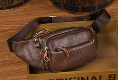 Black Leather Mens Fanny Pack Dark Brown Waist Bag Hip Pack Belt Bag Bumbag for Men - iwalletsmen